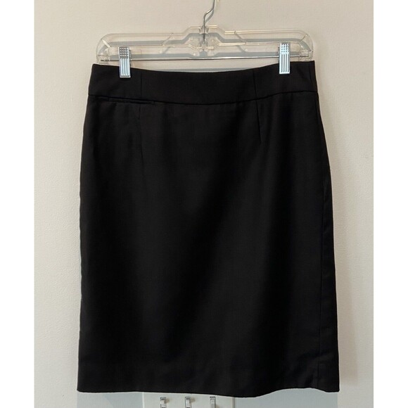 J. Crew Women Size 4 Black 100% Wool Straight Pencil Skirt Polyester Lined - Picture 1 of 5